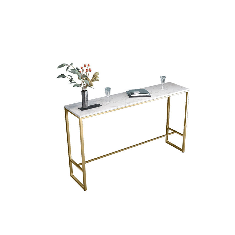 Glam Bar Height Table White Faux Marble Top Bistro Bar Table with Gold Base Without Chairs Clearhalo 'Bar Furniture' 'Bar Tables' 'bar_tables' 'furn' 'furn_bar_tables' 'Furniture' 'Kitchen & Dining Furniture' 6560174