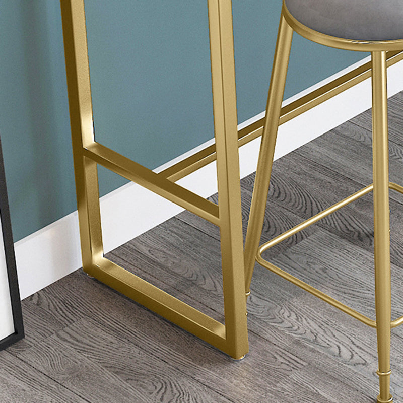 Glam Bar Height Table White Faux Marble Top Bistro Bar Table with Gold Base Clearhalo 'Bar Furniture' 'Bar Tables' 'bar_tables' 'furn' 'furn_bar_tables' 'Furniture' 'Kitchen & Dining Furniture' 6560175