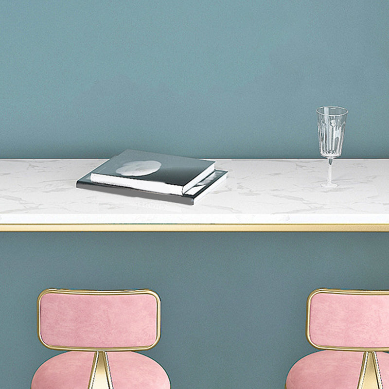 Glam Bar Height Table White Faux Marble Top Bistro Bar Table with Gold Base Clearhalo 'Bar Furniture' 'Bar Tables' 'bar_tables' 'furn' 'furn_bar_tables' 'Furniture' 'Kitchen & Dining Furniture' 6560177