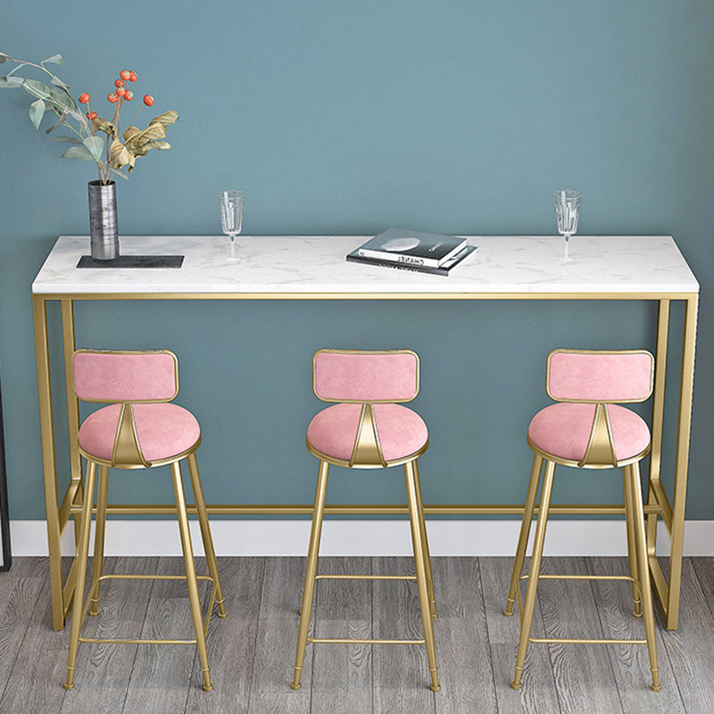 Glam Bar Height Table White Faux Marble Top Bistro Bar Table with Gold Base Clearhalo 'Bar Furniture' 'Bar Tables' 'bar_tables' 'furn' 'furn_bar_tables' 'Furniture' 'Kitchen & Dining Furniture' 6560178