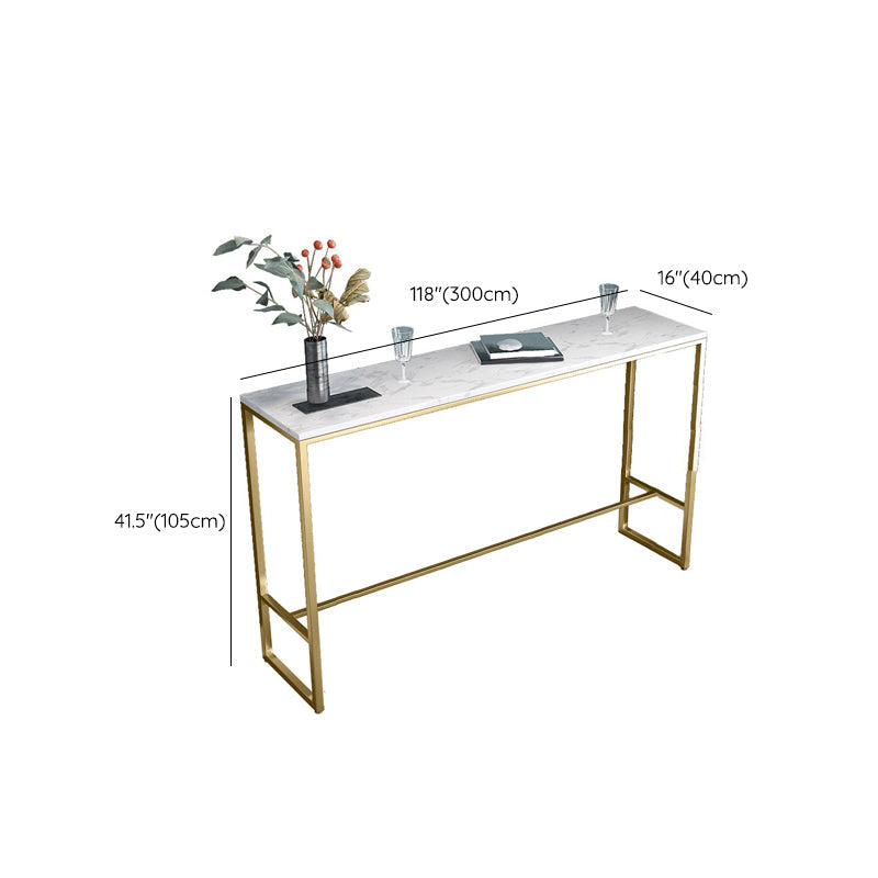 Glam Bar Height Table White Faux Marble Top Bistro Bar Table with Gold Base Clearhalo 'Bar Furniture' 'Bar Tables' 'bar_tables' 'furn' 'furn_bar_tables' 'Furniture' 'Kitchen & Dining Furniture' 6560179