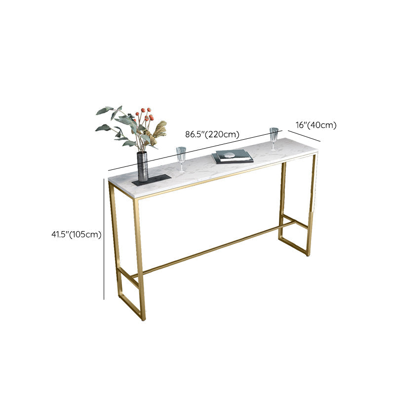 Glam Bar Height Table White Faux Marble Top Bistro Bar Table with Gold Base Clearhalo 'Bar Furniture' 'Bar Tables' 'bar_tables' 'furn' 'furn_bar_tables' 'Furniture' 'Kitchen & Dining Furniture' 6560182