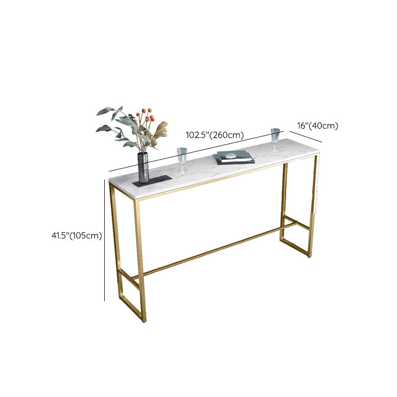 Glam Bar Height Table White Faux Marble Top Bistro Bar Table with Gold Base Clearhalo 'Bar Furniture' 'Bar Tables' 'bar_tables' 'furn' 'furn_bar_tables' 'Furniture' 'Kitchen & Dining Furniture' 6560189