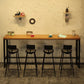 Industrial Bar Height Table Solid Wood Top Bistro Table with Metal Base