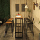 Industrial Bar Height Table Solid Wood Top Bistro Table with Metal Base