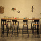 Industrial Bar Height Table Solid Wood Top Bistro Table with Metal Base