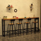 Industrial Bar Height Table Solid Wood Top Bistro Table with Metal Base