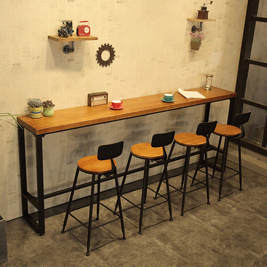工業バーの高さテーブルソリッドウッドトップビストロテーブルと金属ベース
