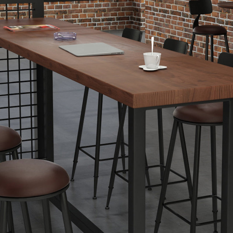 Tavolo da barra top in legno tavolo da pub in stile industriale con base nera