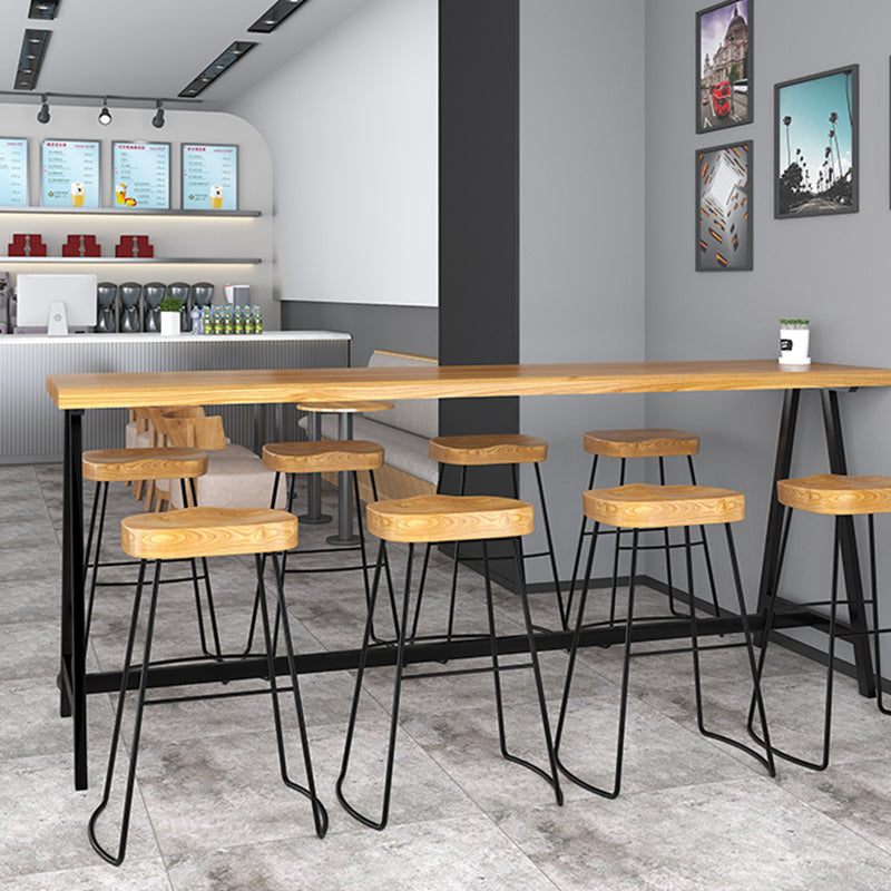 Rectangular Bar Height Table Black Legs and Metal Base Bistro Pub Table Clearhalo 'Bar Furniture' 'Bar Tables' 'bar_tables' 'furn' 'furn_bar_tables' 'Furniture' 'Kitchen & Dining Furniture' 6560246