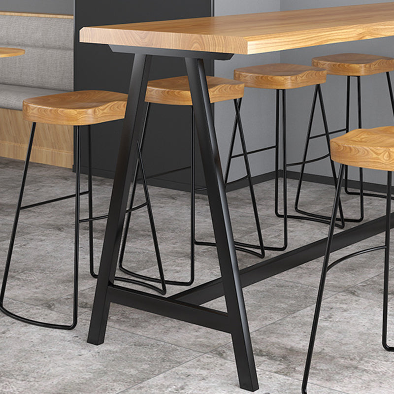 Rectangular Bar Height Table Black Legs and Metal Base Bistro Pub Table Clearhalo 'Bar Furniture' 'Bar Tables' 'bar_tables' 'furn' 'furn_bar_tables' 'Furniture' 'Kitchen & Dining Furniture' 6560253