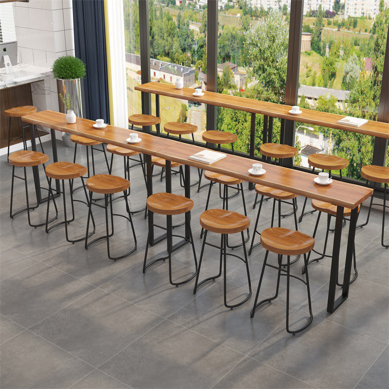 Modern Bar Height Table Solid Wood Top Bistro Pub Table with Sled Base Clearhalo 'Bar Furniture' 'Bar Tables' 'bar_tables' 'furn' 'furn_bar_tables' 'Furniture' 'Kitchen & Dining Furniture' 6560275