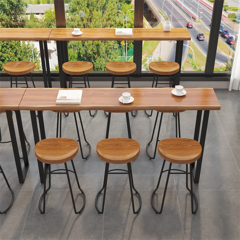 Modern Bar Height Table Solid Wood Top Bistro Pub Table with Sled Base Clearhalo 'Bar Furniture' 'Bar Tables' 'bar_tables' 'furn' 'furn_bar_tables' 'Furniture' 'Kitchen & Dining Furniture' 6560277