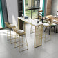 Glam Bar Height Table Faux Marble Top Bistro Bar Table with Double Pedestal Base 70.9"L x 15.7"W x 41.3"H White Without Chairs Clearhalo 'Bar Furniture' 'Bar Tables' 'bar_tables' 'furn' 'furn_bar_tables' 'Furniture' 'Kitchen & Dining Furniture' 6560307
