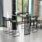 Glam Bar Height Table Faux Marble Top Bistro Bar Table with Double Pedestal Base 63"L x 15.7"W x 41.3"H Black Without Chairs Clearhalo 'Bar Furniture' 'Bar Tables' 'bar_tables' 'furn' 'furn_bar_tables' 'Furniture' 'Kitchen & Dining Furniture' 6560309