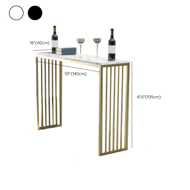 Glam Bar Height Table Faux Marble Top Bistro Bar Table with Double Pedestal Base Clearhalo 'Bar Furniture' 'Bar Tables' 'bar_tables' 'furn' 'furn_bar_tables' 'Furniture' 'Kitchen & Dining Furniture' 6560316