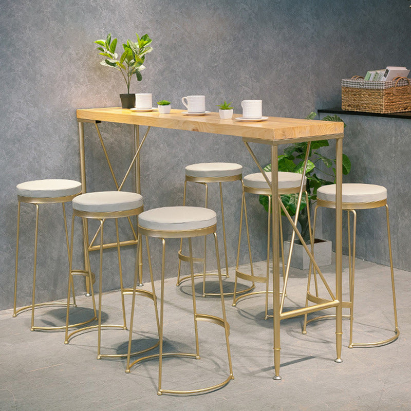 Glam Bar Height Table Solid Wood Top Bistro Bar Table for Living Room 70.9"L x 15.7"W x 41.3"H Natural Without Chairs Clearhalo 'Bar Furniture' 'Bar Tables' 'bar_tables' 'furn' 'furn_bar_tables' 'Furniture' 'Kitchen & Dining Furniture' 6560320