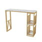 Faux Marble Top Bar Height Table Glam Style Bistro Table with 2 Shelves