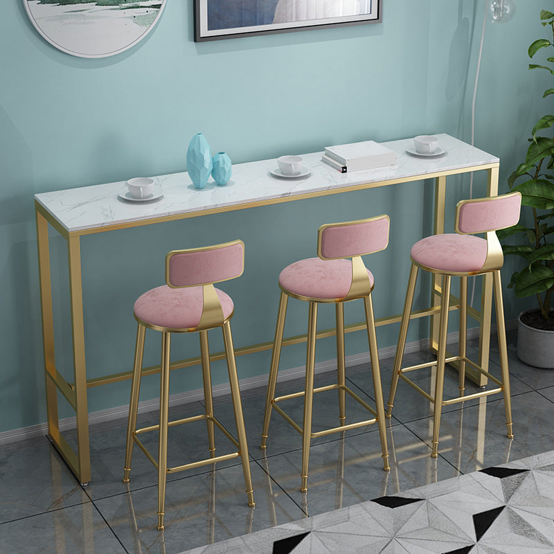 Faux Marble Top Bar Height Table Glam Style Bistro Table for Patio Use White Without Chairs Clearhalo 'Bar Furniture' 'Bar Tables' 'bar_tables' 'furn' 'furn_bar_tables' 'Furniture' 'Kitchen & Dining Furniture' 6560358