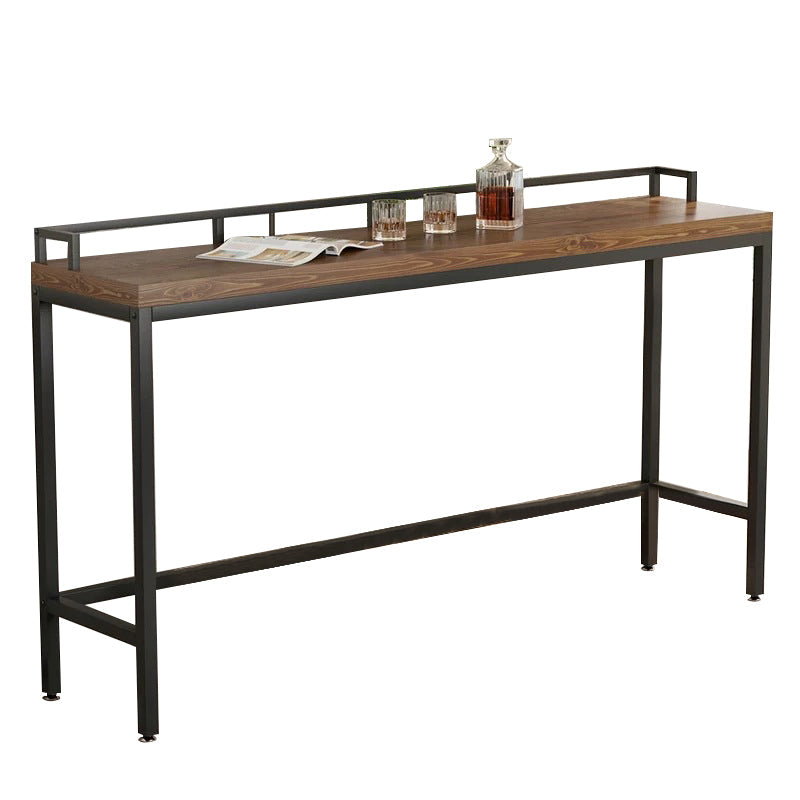 Rechthoekige bartafel met houten blad, bistro-bartafel met schraagonderstel