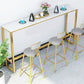 Glam Bar Height Table Faux Marble Top Bistro Bar Table with Trestle Base 94.5"L x 15.7"W x 41.3"H White Without Chairs Clearhalo 'Bar Furniture' 'Bar Tables' 'bar_tables' 'furn' 'furn_bar_tables' 'Furniture' 'Kitchen & Dining Furniture' 6560391