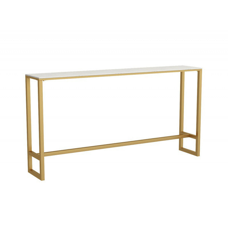 Glam Bar Height Table Faux Marble Top Bistro Bar Table with Trestle Base Clearhalo 'Bar Furniture' 'Bar Tables' 'bar_tables' 'furn' 'furn_bar_tables' 'Furniture' 'Kitchen & Dining Furniture' 6560393