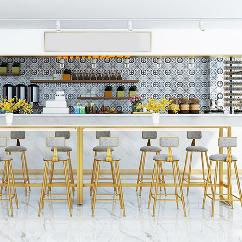 Glam Bar Height Table Faux Marble Top Bistro Bar Table with Trestle Base Clearhalo 'Bar Furniture' 'Bar Tables' 'bar_tables' 'furn' 'furn_bar_tables' 'Furniture' 'Kitchen & Dining Furniture' 6560397