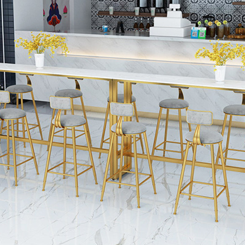 Glam Bar Height Table Faux Marble Top Bistro Bar Table with Trestle Base Clearhalo 'Bar Furniture' 'Bar Tables' 'bar_tables' 'furn' 'furn_bar_tables' 'Furniture' 'Kitchen & Dining Furniture' 6560399