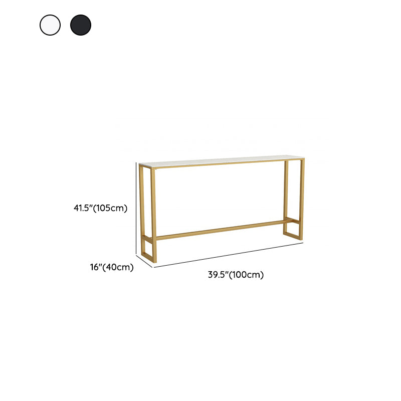Glam Bar Height Table Faux Marble Top Bistro Bar Table with Trestle Base Clearhalo 'Bar Furniture' 'Bar Tables' 'bar_tables' 'furn' 'furn_bar_tables' 'Furniture' 'Kitchen & Dining Furniture' 6560405
