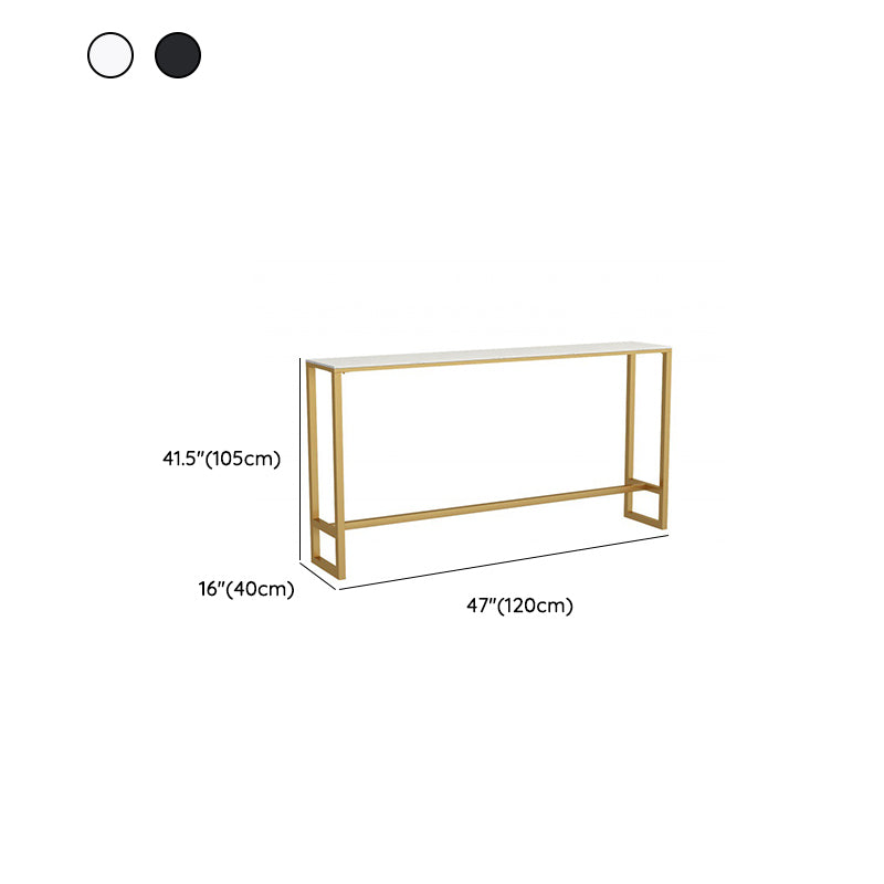 Glam Bar Height Table Faux Marble Top Bistro Bar Table with Trestle Base Clearhalo 'Bar Furniture' 'Bar Tables' 'bar_tables' 'furn' 'furn_bar_tables' 'Furniture' 'Kitchen & Dining Furniture' 6560406
