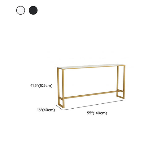 Glam Bar Height Table Faux Marble Top Bistro Bar Table with Trestle Base