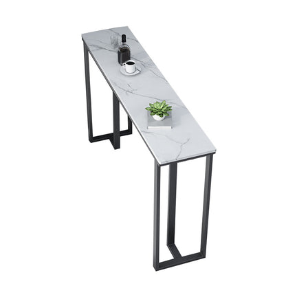 Industrial Bar Height Table Stone Top Bistro Table with Black Base White Without Chairs Clearhalo 'Bar Furniture' 'Bar Tables' 'bar_tables' 'furn' 'furn_bar_tables' 'Furniture' 'Kitchen & Dining Furniture' 6560444