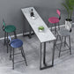 Industrial Bar Height Table Stone Top Bistro Table with Black Base 70.9"L x 15.7"W x 41.3"H White Without Chairs Clearhalo 'Bar Furniture' 'Bar Tables' 'bar_tables' 'furn' 'furn_bar_tables' 'Furniture' 'Kitchen & Dining Furniture' 6560445