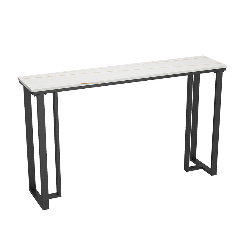 Industrial Bar Height Table Stone Top Bistro Table with Black Base White-Gold Without Chairs Clearhalo 'Bar Furniture' 'Bar Tables' 'bar_tables' 'furn' 'furn_bar_tables' 'Furniture' 'Kitchen & Dining Furniture' 6560446