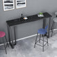 Industrial Bar Height Table Stone Top Bistro Table with Black Base 70.9"L x 15.7"W x 41.3"H Black-Gold Without Chairs Clearhalo 'Bar Furniture' 'Bar Tables' 'bar_tables' 'furn' 'furn_bar_tables' 'Furniture' 'Kitchen & Dining Furniture' 6560447
