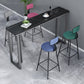 Industrial Bar Height Table Stone Top Bistro Table with Black Base 63"L x 15.7"W x 41.3"H Black-Gold Without Chairs Clearhalo 'Bar Furniture' 'Bar Tables' 'bar_tables' 'furn' 'furn_bar_tables' 'Furniture' 'Kitchen & Dining Furniture' 6560448