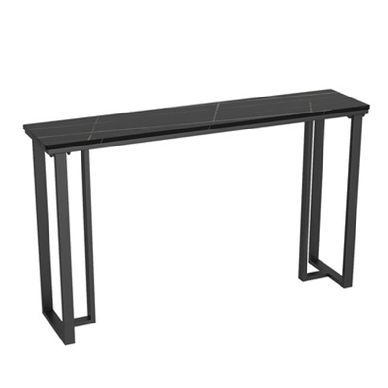 Industrial Bar Height Table Stone Top Bistro Table with Black Base Black-Gold Without Chairs Clearhalo 'Bar Furniture' 'Bar Tables' 'bar_tables' 'furn' 'furn_bar_tables' 'Furniture' 'Kitchen & Dining Furniture' 6560449