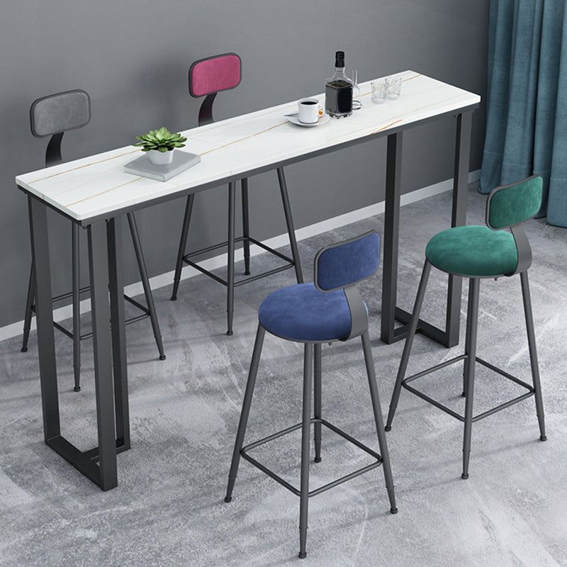 Industrial Bar Height Table Stone Top Bistro Table with Black Base Clearhalo 'Bar Furniture' 'Bar Tables' 'bar_tables' 'furn' 'furn_bar_tables' 'Furniture' 'Kitchen & Dining Furniture' 6560454