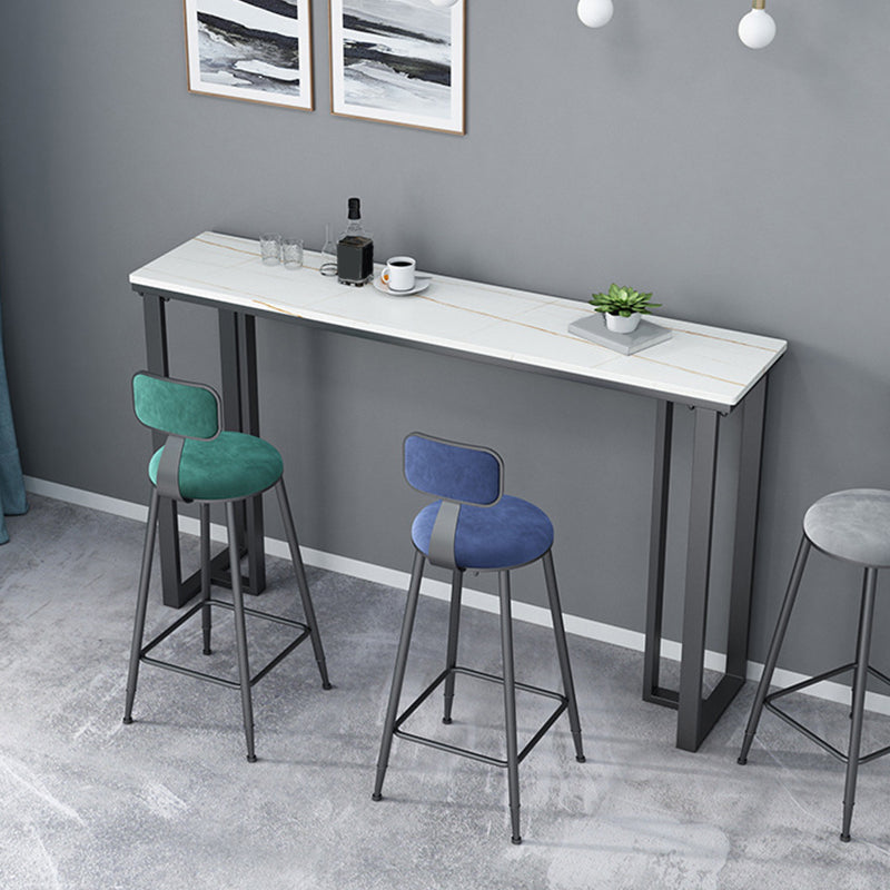 Industrial Bar Height Table Stone Top Bistro Table with Black Base Clearhalo 'Bar Furniture' 'Bar Tables' 'bar_tables' 'furn' 'furn_bar_tables' 'Furniture' 'Kitchen & Dining Furniture' 6560455