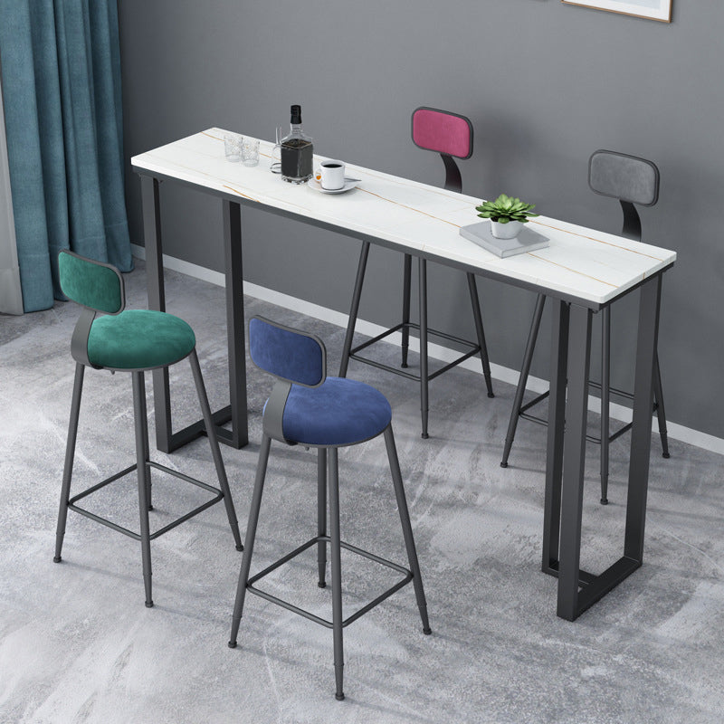 Industrial Bar Height Table Stone Top Bistro Table with Black Base Clearhalo 'Bar Furniture' 'Bar Tables' 'bar_tables' 'furn' 'furn_bar_tables' 'Furniture' 'Kitchen & Dining Furniture' 6560456