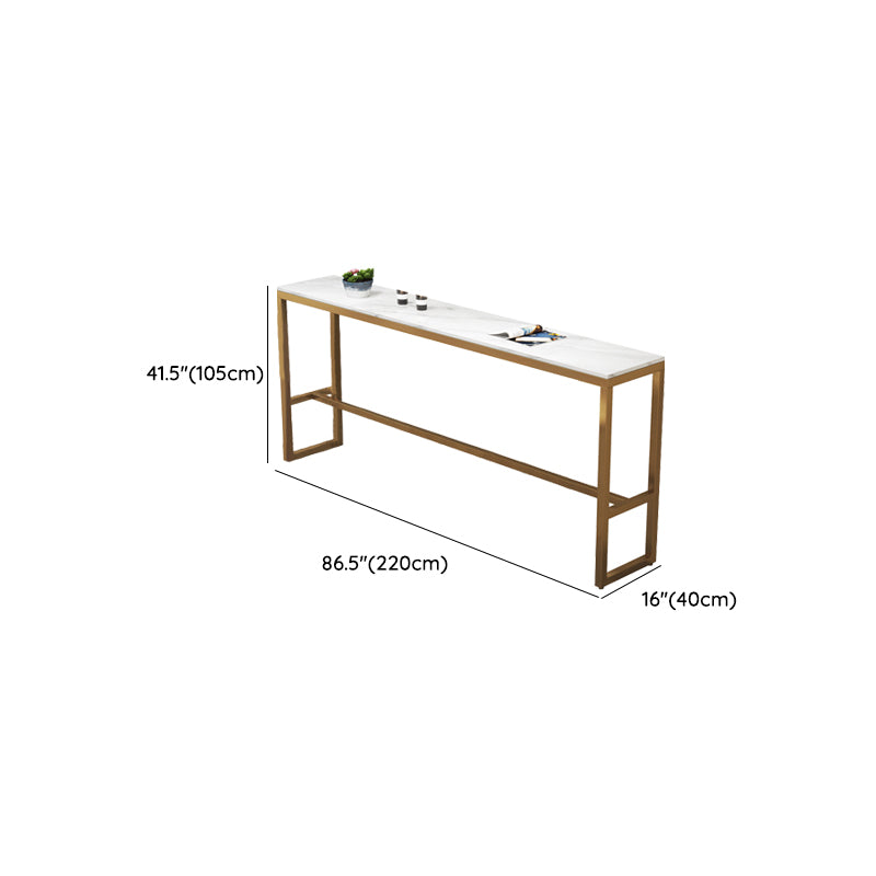 Mesa de bar moderna con altura, mesa de bistró con tapa de mármol sintético blanco y base dorada