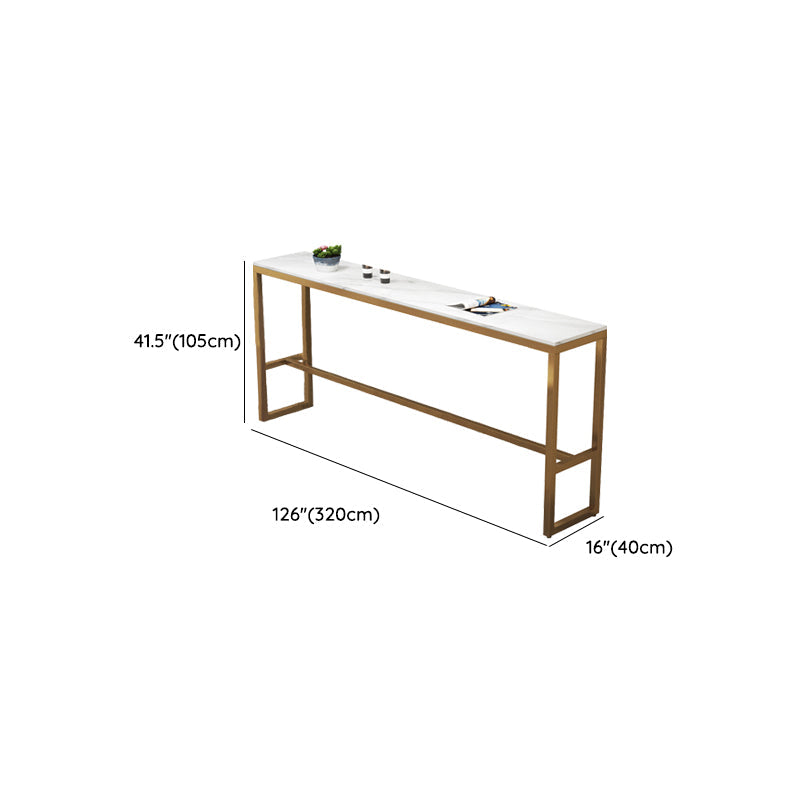 Mesa de bar moderna con altura, mesa de bistró con tapa de mármol sintético blanco y base dorada