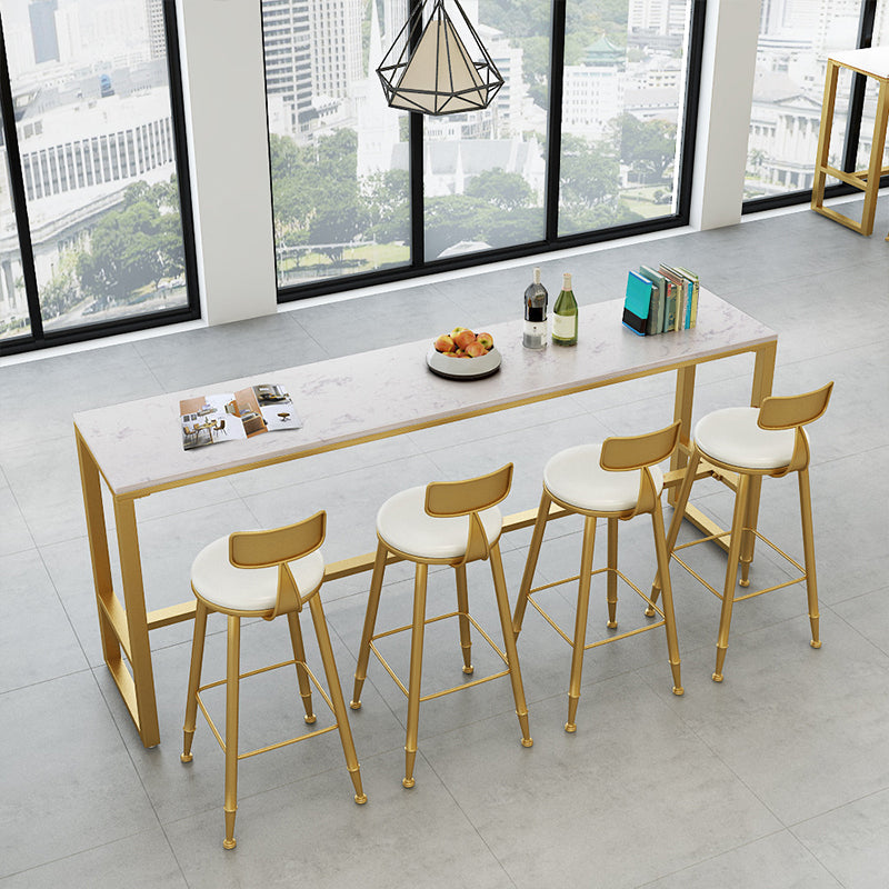 Faux Marble Bar Height Table Modern Style Bistro Table for Living Room White Without Chairs Clearhalo 'Bar Furniture' 'Bar Tables' 'bar_tables' 'furn' 'furn_bar_tables' 'Furniture' 'Kitchen & Dining Furniture' 6560501