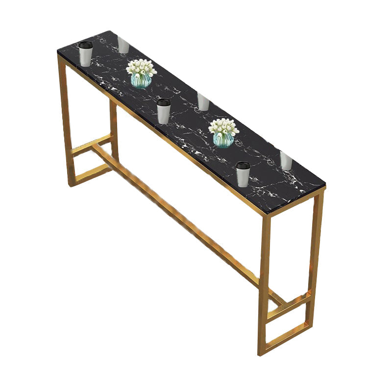 Faux Marble Bar Height Table Modern Style Bistro Table for Living Room Black Without Chairs Clearhalo 'Bar Furniture' 'Bar Tables' 'bar_tables' 'furn' 'furn_bar_tables' 'Furniture' 'Kitchen & Dining Furniture' 6560502