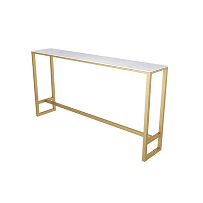 White Faux Marble Table Modern Style Bistro Table with Trestle Base