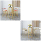 White Faux Marble Table Modern Style Bistro Table with Trestle Base