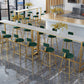White Faux Marble Table Modern Style Bistro Table with Trestle Base