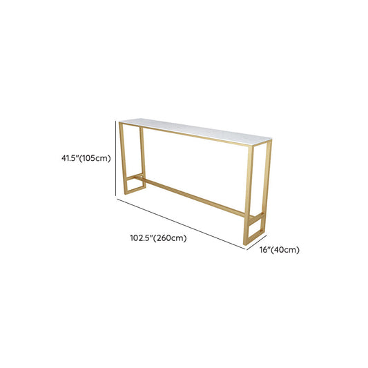 White Faux Marble Table Modern Style Bistro Table with Trestle Base