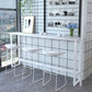 Modern Bar-Height Table Faux Marble Top Bistro Table for Patio Use 70.9"L x 15.7"W x 41.3"H White Without Chairs Clearhalo 'Bar Furniture' 'Bar Tables' 'bar_tables' 'furn' 'furn_bar_tables' 'Furniture' 'Kitchen & Dining Furniture' 6560541