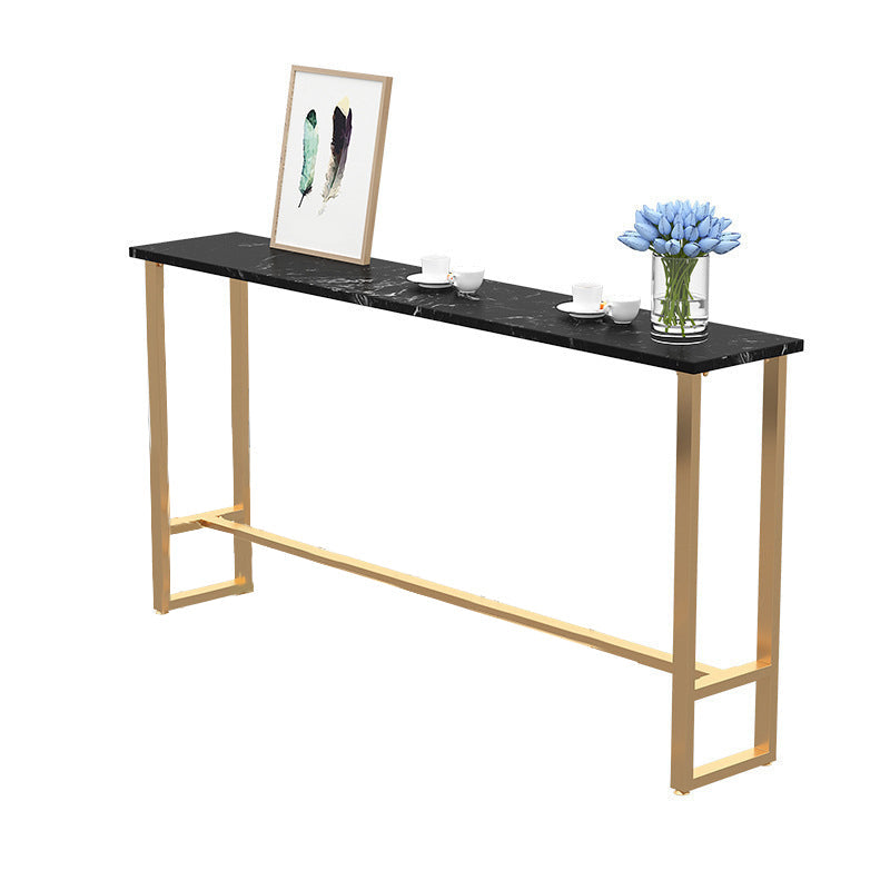 Modern Bar-Height Table Faux Marble Top Bistro Table for Patio Use Black Without Chairs Clearhalo 'Bar Furniture' 'Bar Tables' 'bar_tables' 'furn' 'furn_bar_tables' 'Furniture' 'Kitchen & Dining Furniture' 6560542
